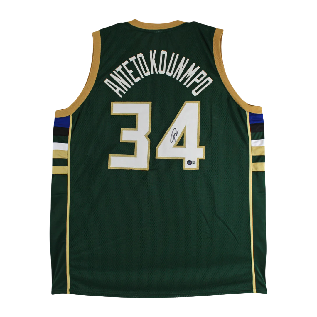 Giannis Antetokounmpo Signed Milwaukee Bucks Basketball Jersey with Beckett Witness